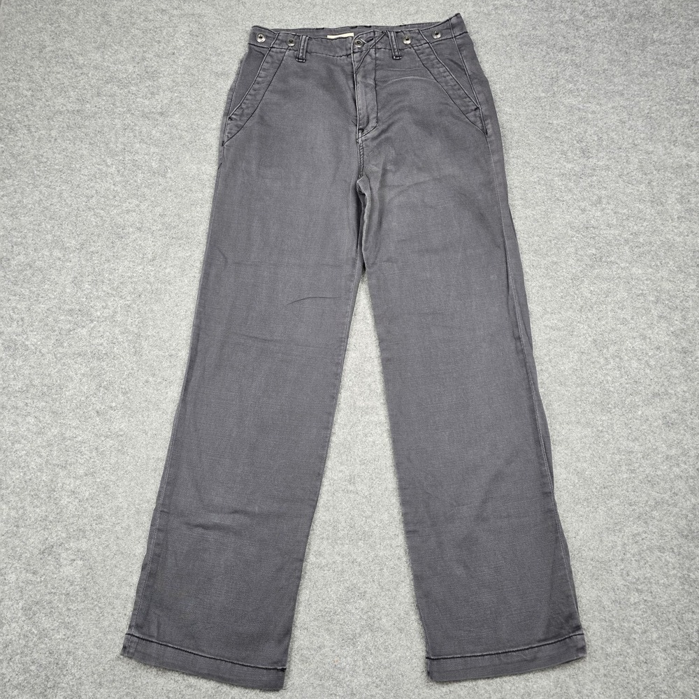 Pilcro Pants Womens 24 Gray Twill Chino Straight Leg Stretch Casual Pockets